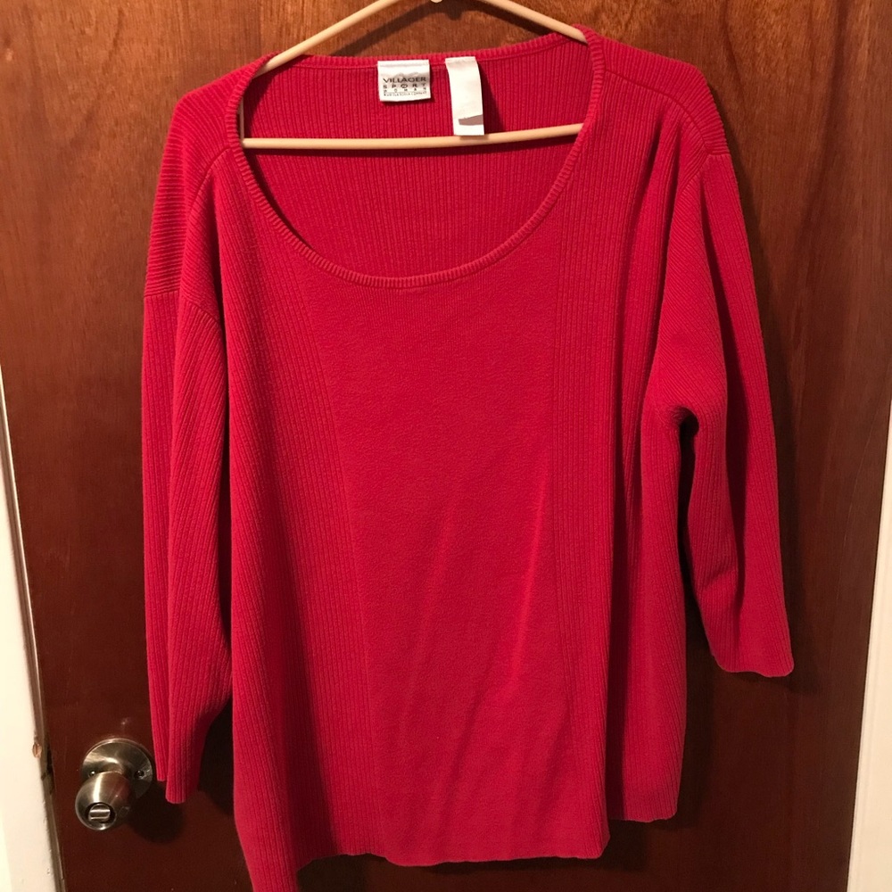 SOLD 3X Red ¾ Sleeve Blouse
